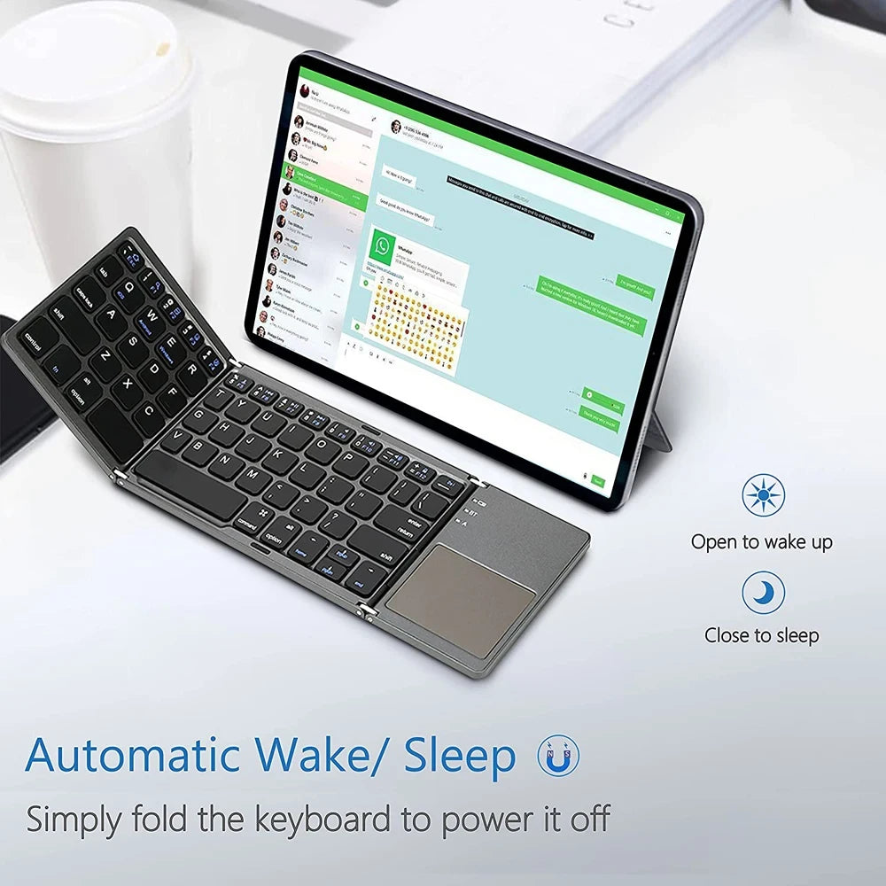 Teclado Bluetooth Plegable con Panel Táctil