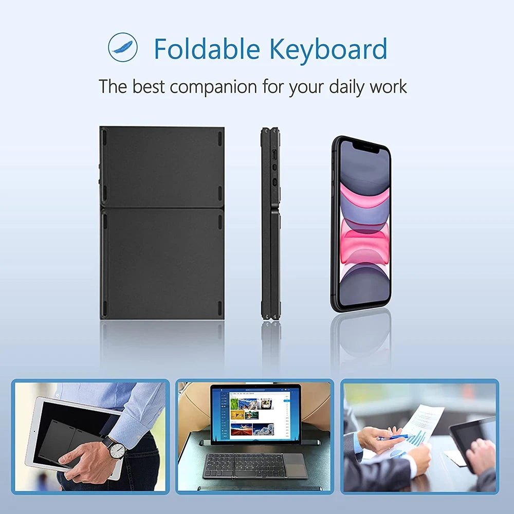Teclado Bluetooth Plegable con Panel Táctil